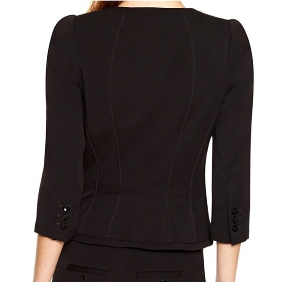 NEW White House Black Market 3/4 sleeve Peplum Elegant Black Blazer size 10 - Picture 3 of 13
